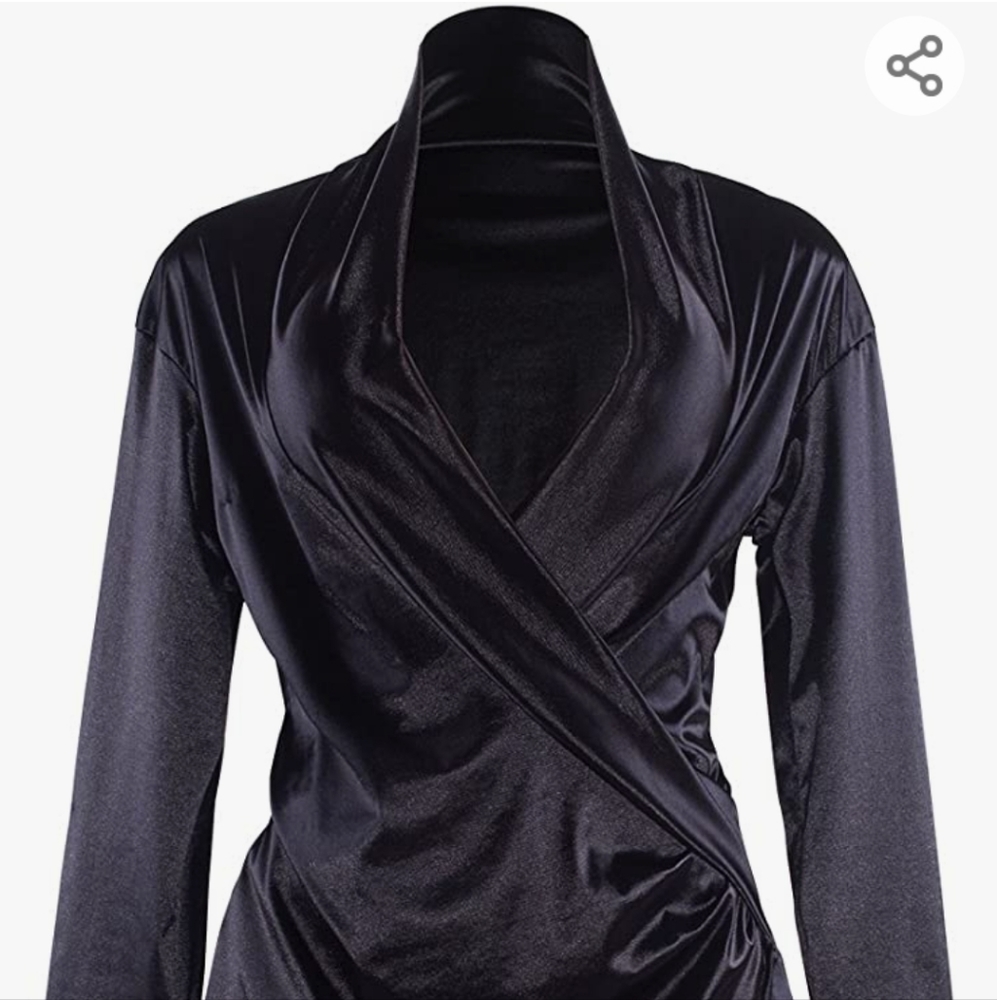 Black satin party dress